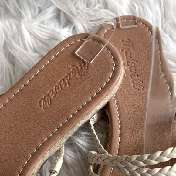 MADEWELL Kathryn Espadrille Slide Sandal braided Leather straps cream NWOT - Picture 4 of 11